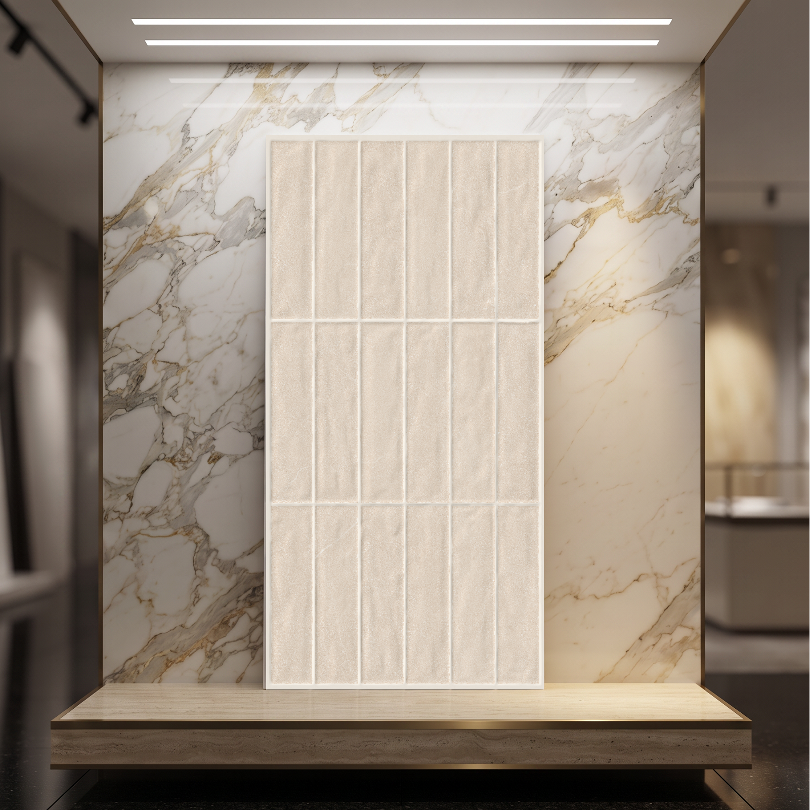 Gạch Novita Sorriso4803 Ivory 40x80cm gạch giả thẻ trắng ngà
